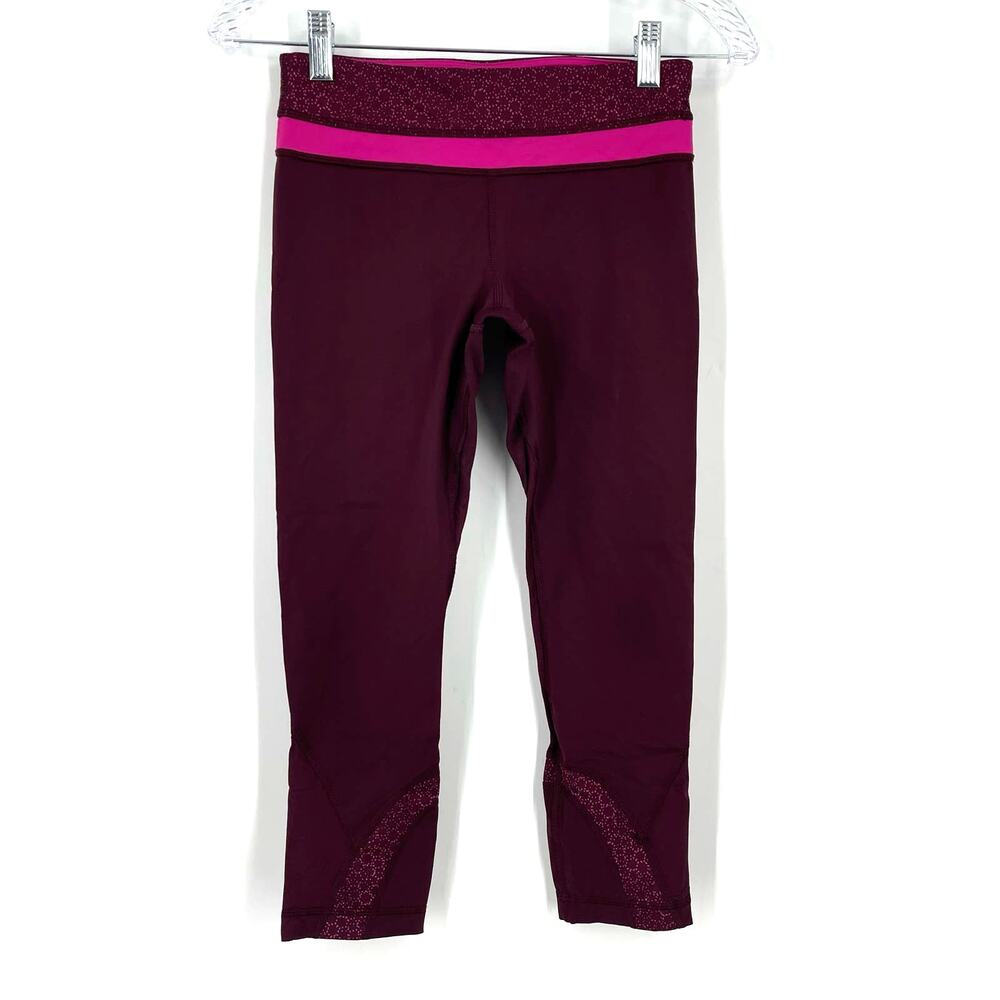 Lululemon Run Inspire Tights Crop Burgundy Red Size 4